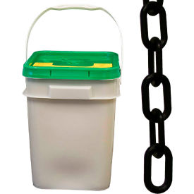 Global Industrial 30003-P Mr. Chain Plastic Chain Barrier In A Pail, 1-1/2"x300L, Black image.