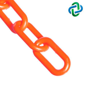Global Industrial 30013-500 Mr. Chain Plastic Barrier Chain, 1-1/2" x 500 ft, Traffic Orange image.