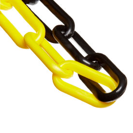 Global Industrial 30029-50 Mr Chain Plastic Barrier Chain, 1-1/2" x 100, Black/Yellow image.