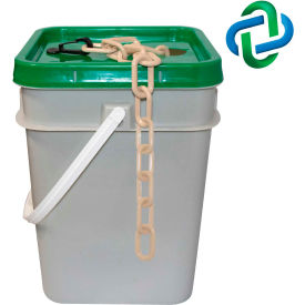 Global Industrial 30055-P Mr. Chain® Plastic Barrier Chain In a Pail, 1-1/2" x 300L, Army Tan image.