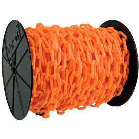 Global Industrial 30112 Mr. Chain Plastic Chain Barrier On A Reel, 1-1/2"x200L, Safety Orange image.