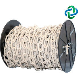Global Industrial 30155 Mr. Chain® Plastic Barrier Chain On a Reel, 1-1/2" x 200L, Army Tan image.