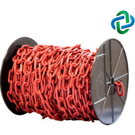 Global Industrial 30158 Mr. Chain® Plastic Barrier Chain On a Reel, 1-1/2" x 200L, Crimson image.