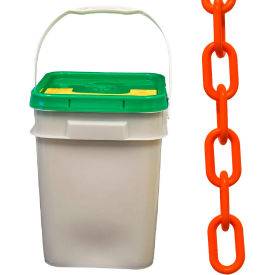 Global Industrial 50012-P Mr. Chain Plastic Chain Barrier In A Pail, 2"x160L, Safety Orange image.