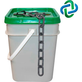 Global Industrial 50057-P Mr. Chain® Plastic Barrier Chain In a Pail, 2" x 160L, Slate Gray image.
