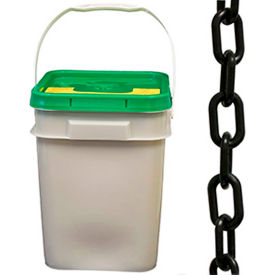 Global Industrial 51003-P Mr. Chain Heavy Duty Plastic Chain Barrier In A Pail, 2"x120L, Black image.