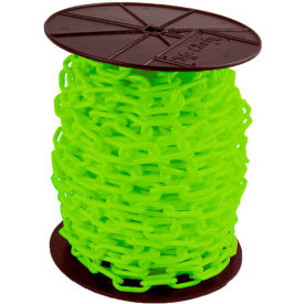 Global Industrial 51114 Mr. Chain Heavy Duty Plastic Chain Barrier On A Reel, 2"x100L, Safety Green image.