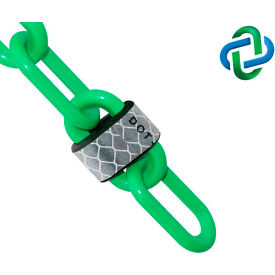 Global Industrial 52004-100 Mr. Chain Reflective Plastic Barrier Chain, 2" x 100 ft, Green image.