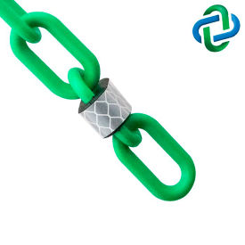 Global Industrial 52004-25 Mr. Chain Reflective Plastic Barrier Chain, 2" x 25 ft, Green image.