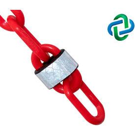 Global Industrial 52005-100 Mr. Chain Reflective Plastic Barrier Chain, 2" x 100 ft, Red image.
