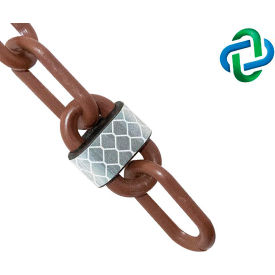 Global Industrial 52010-100 Mr. Chain Reflective Plastic Barrier Chain, 2" x 100 ft, Brown image.