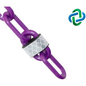 Global Industrial 52023-100 Mr. Chain Reflective Plastic Barrier Chain, 2" x 100 ft, Purple image.