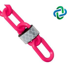 Global Industrial 52025-100 Mr. Chain Reflective Plastic Barrier Chain, 2" x 100 ft, Safety Pink image.