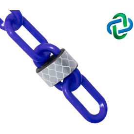 Global Industrial 52026-25 Mr. Chain Reflective Plastic Barrier Chain, 2" x 25 ft, Traffic Blue image.
