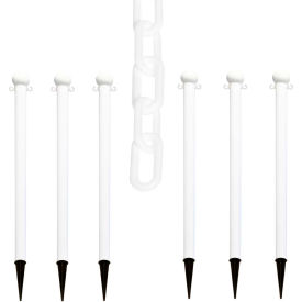 Global Industrial 70301-6 Mr. Chain® 2" Ground Pole Kit w/ 2" x 50L Chain, White, Pack of 6 image.