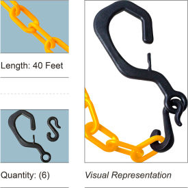 Mr. Chain® Delineator Hook Kit with 2" x 40L Plastic Chain Traffic Yellow Pack of 6 