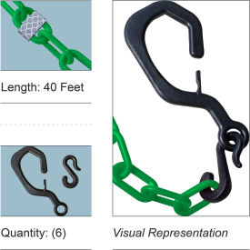 Mr. Chain® Delineator Hook Kit with Reflective Chain 2" x 40'L Green Pack of 6
