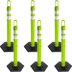 Mr. Chain® Delineator with Reflective Stripe Hexagonal Base Safety Green Pack of 6 