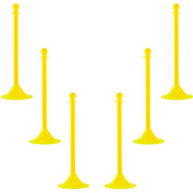 Global Industrial 91502-6 Mr. Chain 2" Light Duty Stanchion, 41" H, Yellow, Pack of 6 image.