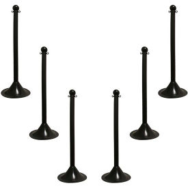 Global Industrial 91503-6 Mr. Chain 2" Light Duty Stanchion, 41" H, Black, Pack of 6 image.