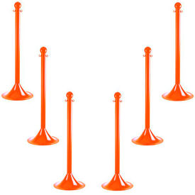 Mr. Chain® 2" Light Duty Stanchion 41"H Orange Pack of 6 