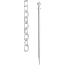 Global Industrial 92001-12 Mr. Chain® Colonial Pole Kits w/ 1" x 50L Chain, White, Pack of 12 image.