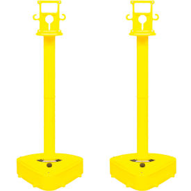 Global Industrial 92302-2 Mr. Chain X-Treme Duty Plastic Stanchion Post, 46-1/2"H, Yellow, 2 Pack image.