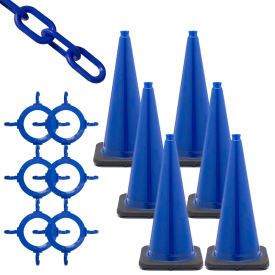 Global Industrial 93226-6 Mr. Chain 93206-6 Traffic Cone & Chain Kit - Blue, 93206-6 image.