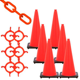 Mr. Chain 93213-6 Traffic Cone & Chain Kit - Traffic Orange, 93213-6