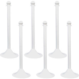 Global Industrial 93501-6 Mr. Chain® 2" Light Duty Stowable Stanchion, 41"H, White, Pack of 6 image.