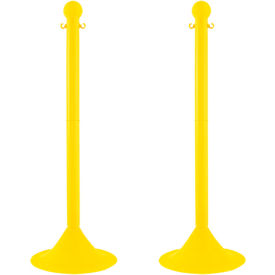 Global Industrial 93502-2 Mr. Chain® 2" Light Duty Stowable Stanchion, 41"H, Yellow, Pack of 2 image.