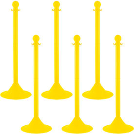 Global Industrial 93502-6 Mr. Chain® 2" Light Duty Stowable Stanchion, 41"H, Yellow, Pack of 6 image.