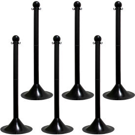 Global Industrial 93503-6 Mr. Chain® 2" Light Duty Stowable Stanchion, 41"H, Black, Pack of 6 image.