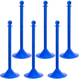 Global Industrial 93506-6 Mr. Chain® 2" Light Duty Stowable Stanchion, 41"H, Blue, Pack of 6 image.