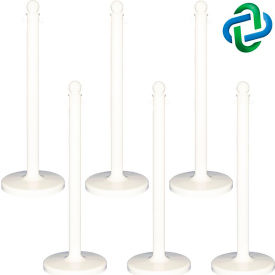 Global Industrial 96401-6 Mr. Chain 2.5" Medium Duty Stanchion, 40" H, White, Pack of 6 image.