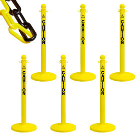 Global Industrial 96481-6 Mr. Chain Caution Label Stanchion and Chain Kit, 40" Height, 50 of 2" Chain image.