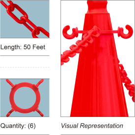 Mr. Chain® 50 Cone Chain Connector Kit with Plastic Chain Red 