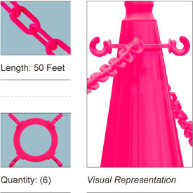 Mr. Chain® 50 Cone Chain Connector Kit with Plastic Chain Safety Pink 