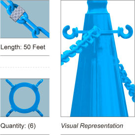 Mr. Chain® 50 Cone Chain Connector Kit with Reflective Chain Sky Blue 