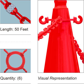Mr. Chain® 50 Cone Chain Connector Kit with Reflective Chain Red 