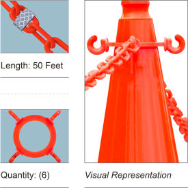 Mr. Chain® 50 Cone Chain Connector Kit with Reflective Chain Traffic Orange 