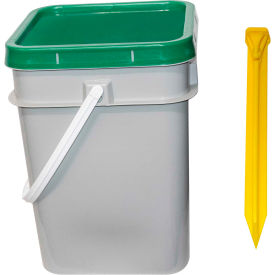 Global Industrial 97802-P Mr. Chain® Utility Stakes In a Pail, 9"H, Yellow, Pack of 50 image.