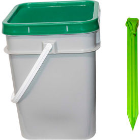 Global Industrial 97814-P Mr. Chain® Utility Stakes In a Pail, 9"H, Safety Green, Pack of 50 image.