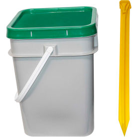 Global Industrial 97902-P Mr. Chain® Utility Stakes In a Pail, 12"H, Yellow, Pack of 50 image.