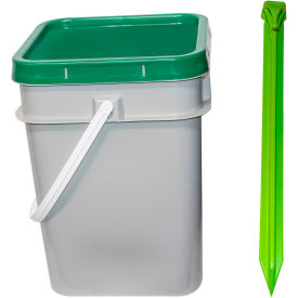 Global Industrial 97914-P Mr. Chain® Utility Stakes In a Pail, 12"H, Safety Green, Pack of 50 image.