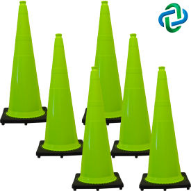 Global Industrial 98014-6 Mr Chain Traffic Cone, 36", Safety Green, 6/Pack image.