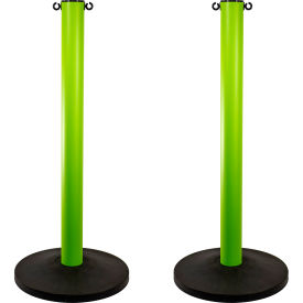 Mr. Chain® Industrial Stanchion with Weighted Base Safety Green Pack of 2