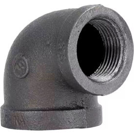 MSI Products 1" x 1/4" 150lb Black Malleable Iron 90 Degree Reducing Elbow 150-300 PSI 