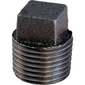 MSI Products 1" 150lb Black Malleable Iron Square Head Cored Plug 150-300 PSI 