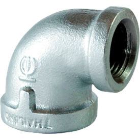 1" x 3/4" 150lb Galvanized Malleable Iron 90 Degree Reducing Elbow, 150-300 PSI view 2